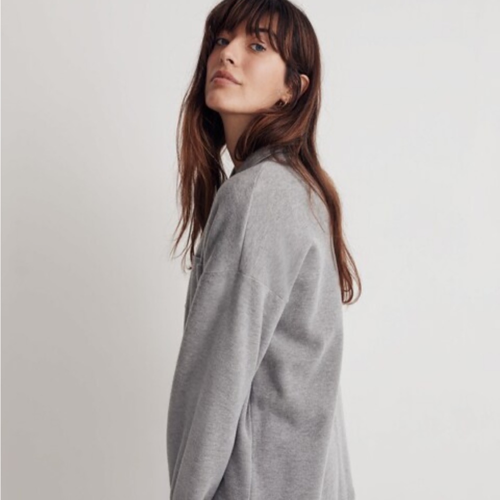 Madewell Gray Button Down Double-Faced Shirt Jack… - image 2